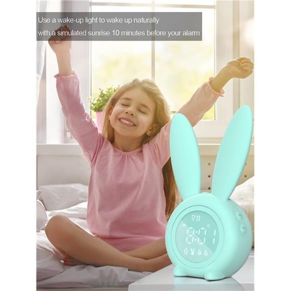 Bunny Kids Alarm Clock - Digital Wake Up Clock with Dimmable Ambient Lighting - Picture 4 of 6